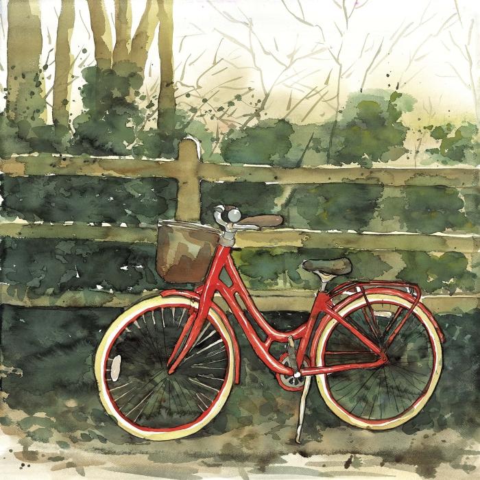 Randonnée dans les bois en bicyclette