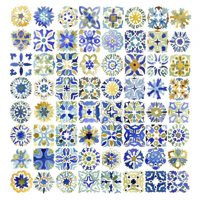 Watercolor traditional moroccan tiles