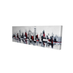 Gray and red cityscape