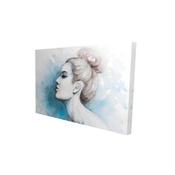 Watercolor abstract girl profile view