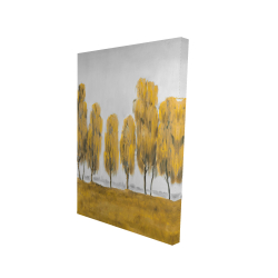 Seven abstract yellow trees