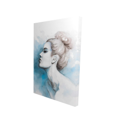 Watercolor abstract girl profile view
