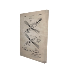 Beige blueprint of a fish lure