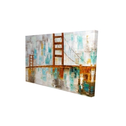 Golden gate with turquoise paint spots