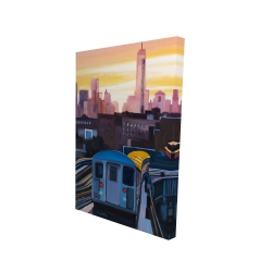 Sunset over the subway in new-york