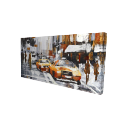 Rue de ville abstraite avec taxis jaunes