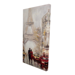 Rue achalandée de paris et tour eiffel