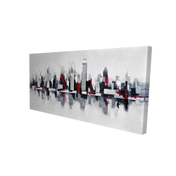 Gray and red cityscape