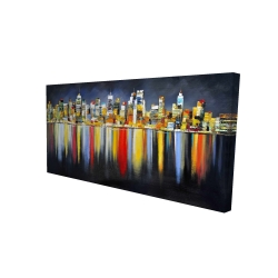 Colorful reflection of a cityscape by night
