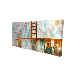 Golden gate with turquoise paint spots