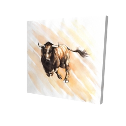 Bull running watercolor