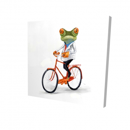Funny frog riding a bike