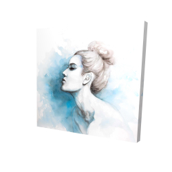 Watercolor abstract girl profile view