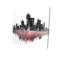 Paysage urbain rouge à l'aquarelle