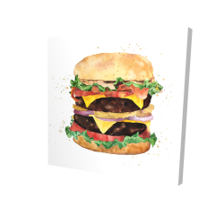 Watercolor all dressed double cheeseburger