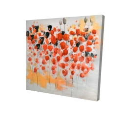 Abstract red dotted flowers field