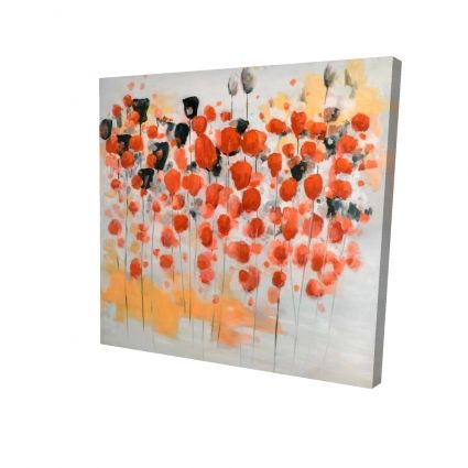 Abstract red dotted flowers field