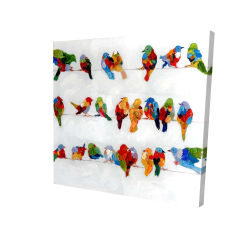 Beaucoup d'oiseaux colorés sur un fil