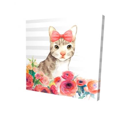 Small cat with flowers