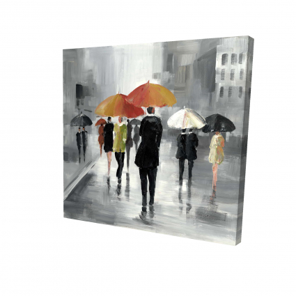 Street scene with umbrellas