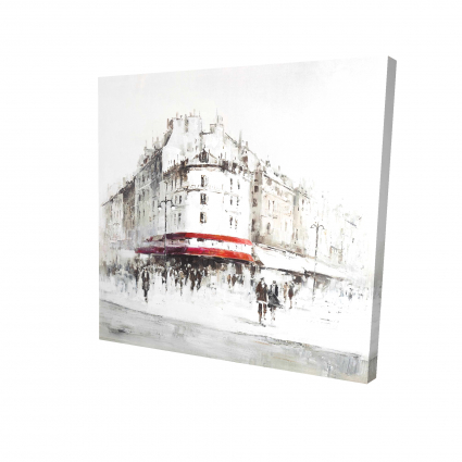 Rue blanche avec accents rouges