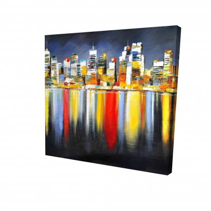 Colorful reflection of a cityscape by night