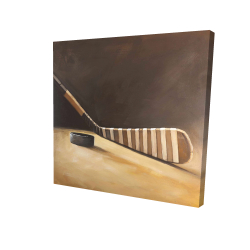 Canvas 24 x 24 - 3D - Stick and hockey puck