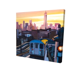Sunset over the subway in new-york