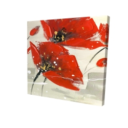 Abstract red flowers in the wind
