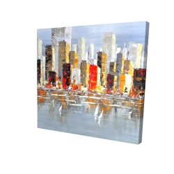 Colorful buildings with water reflection