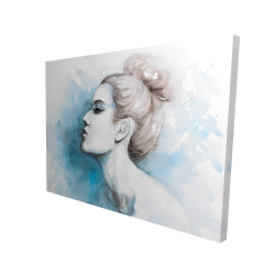 Watercolor abstract girl profile view