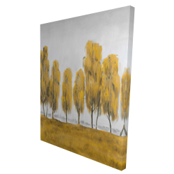 Seven abstract yellow trees