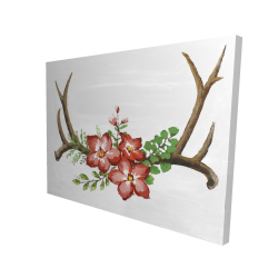 Bois de cerfs et fleurs roses