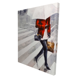 Femme marchant avec son parapluie