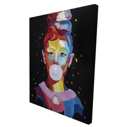 Colorful audrey hepburn portrait with bubblegum