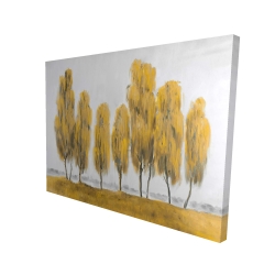 Seven abstract yellow trees