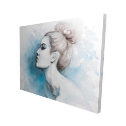 Watercolor abstract girl profile view