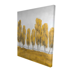 Seven abstract yellow trees