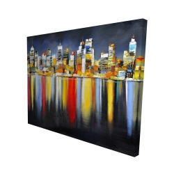 Colorful reflection of a cityscape by night