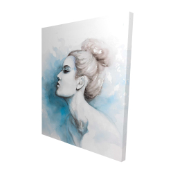 Watercolor abstract girl profile view