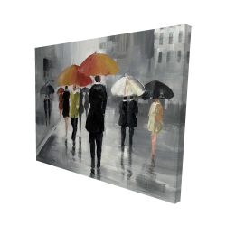 Street scene with umbrellas