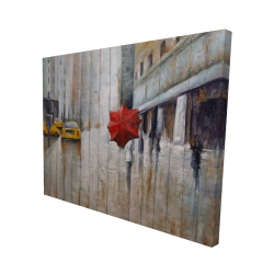 Red umbrella in the street