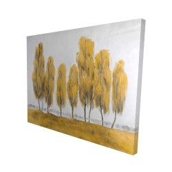 Seven abstract yellow trees