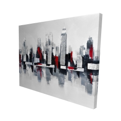 Gray and red cityscape