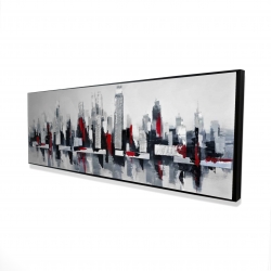 Gray and red cityscape