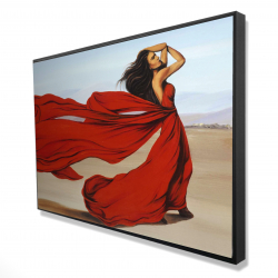  femme avec longue robe rouge dans le désert