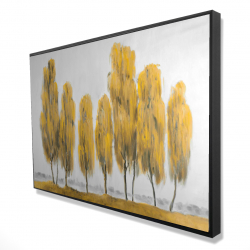 Seven abstract yellow trees