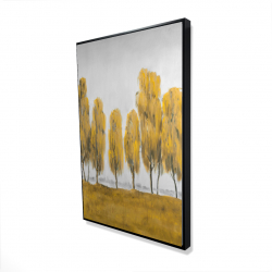 Seven abstract yellow trees