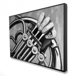 Musicien avec cor français monochrome