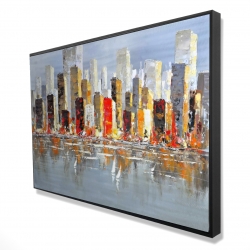 Colorful buildings with water reflection